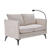 Divano 2 Posti con Supporto Regolabile per Telefono e Tasche Laterali in Ciniglia Beige 127 × 69 × 66 cm