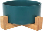 PetWiz voerbak keramisch con stantia in bambù per cani e gatti, ciotola alta per una posizione confortevole durante il pasto e la bevanda, 850 ml (Jade)