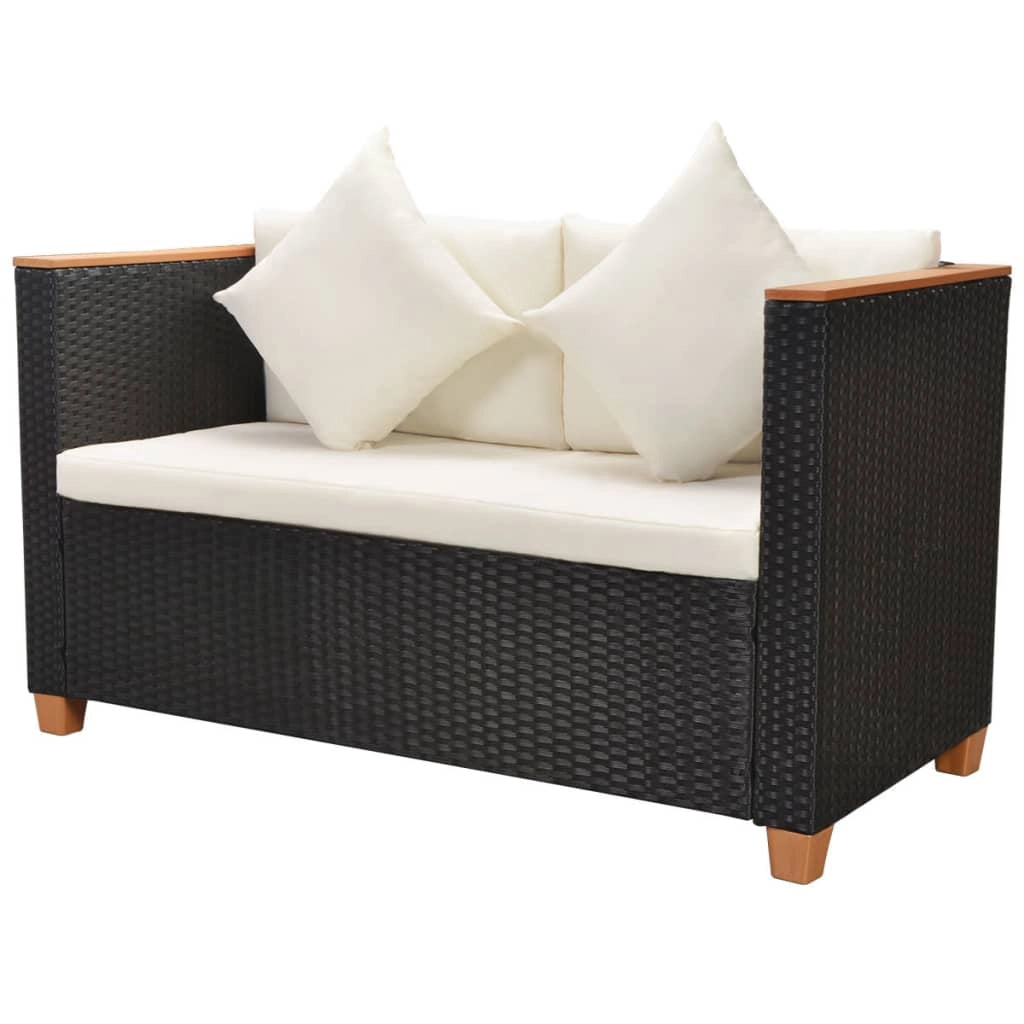 Set mobili da giardino set di mobili da esterno 5 pezzi con cuscini polyrattan nero 02_0016492