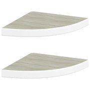 2 pz Mensole | Ripiano | Scaffale Angolari Rovere e Bianco 35x35x3,8 cm in MDF