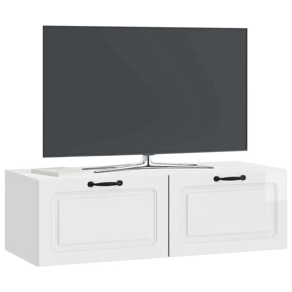 Mobile Porta TV da Muro Bianco Lucido 98 x 41 x 30 cm 899379