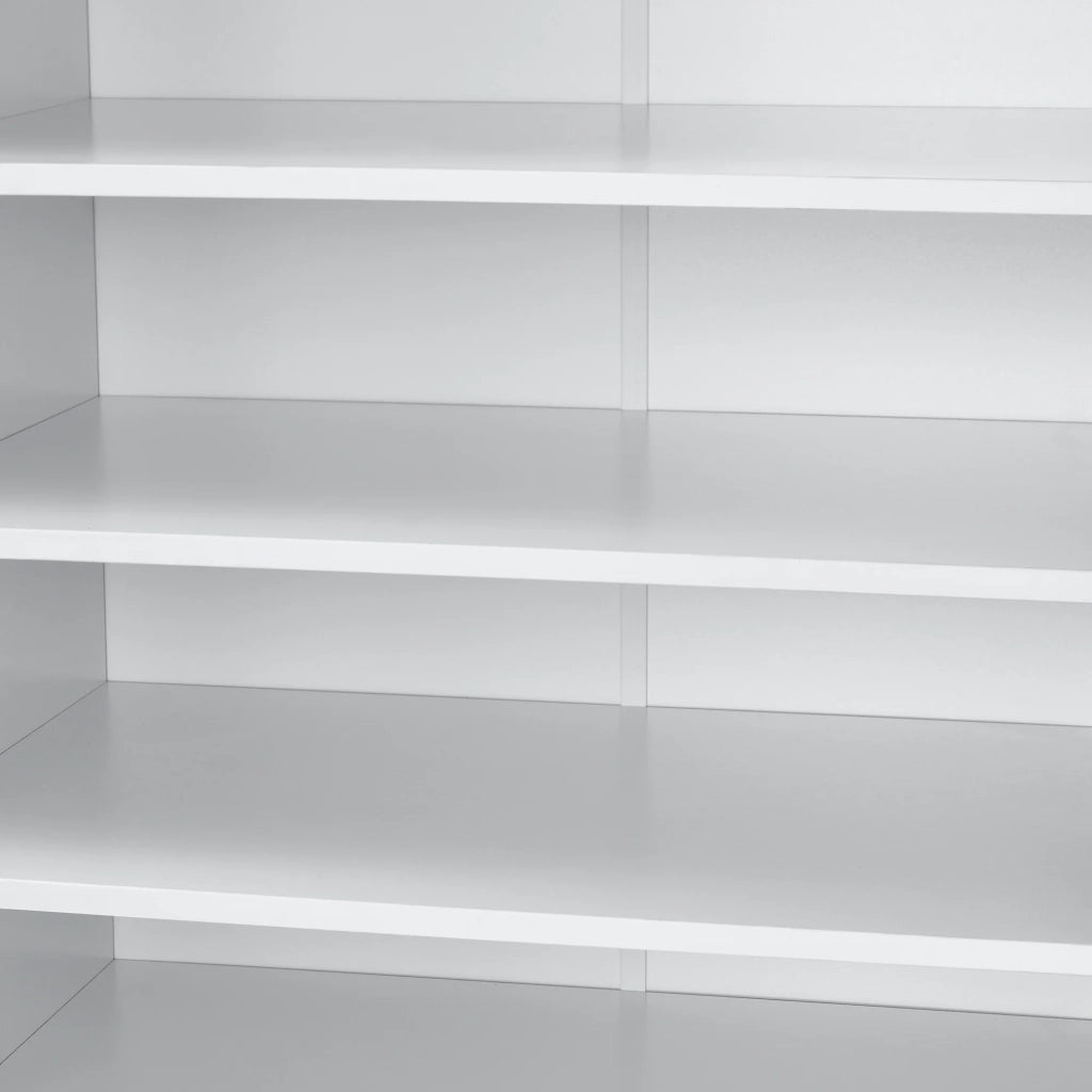 Scarpiera con 2 ante e 7 ripiani portaoggetti 108 x 55 x 35 cm MDF effetto bianco 03_0002837