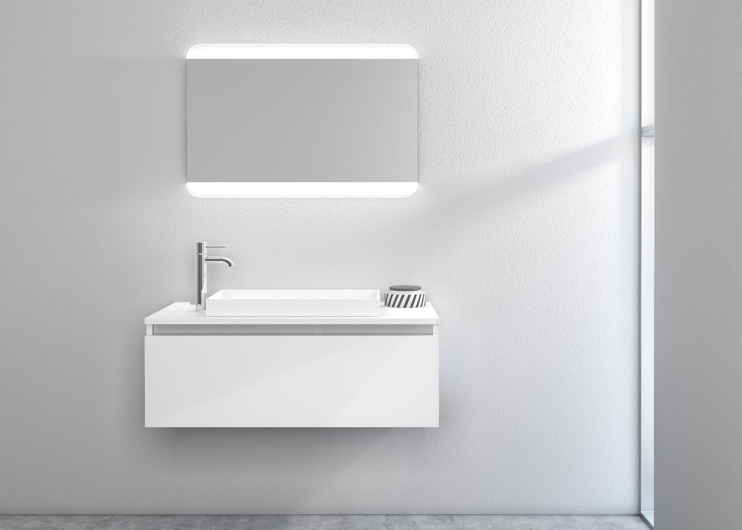 Mobile Bagno Sospeso 100cm TFT Ibiza Bianco Specchio