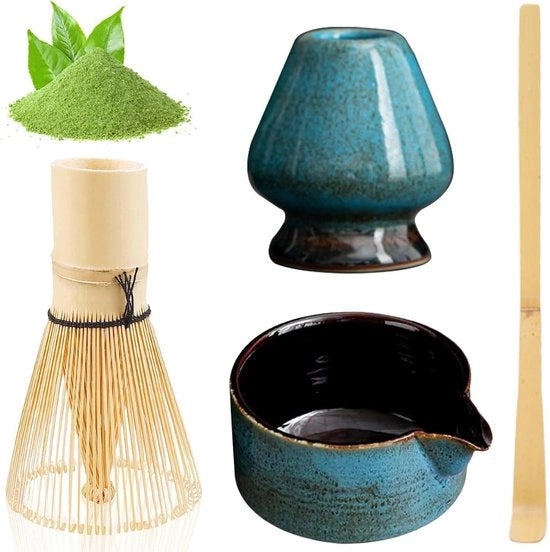 Set di tè matcha con set di misurazione, set di pennelli, set di setole e set di cucchiai, per il tè matcha, set di tè artigianale ceramica giapponese per gli appassionati di tè.