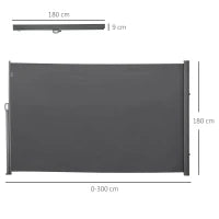 Frangivista da Giardino Estensibile 3x1.8m, Poliestere Anti UV e Alluminio, Grigio
