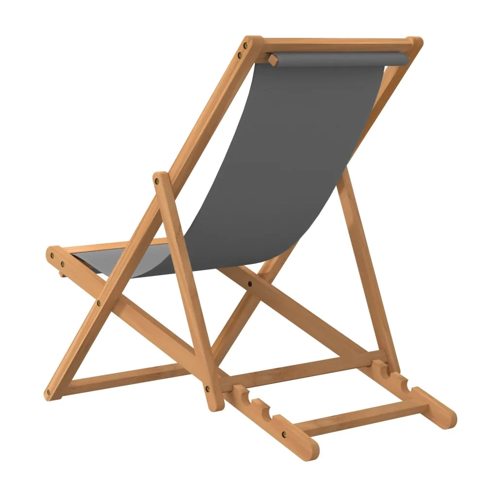 Sedia da Spiaggia Pieghevole in Legno Massello di Teak Grigia 47415