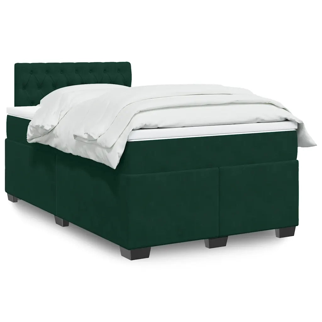 vidaXL Giroletto a Molle con Materasso Verde Scuro 120x190 cm Velluto