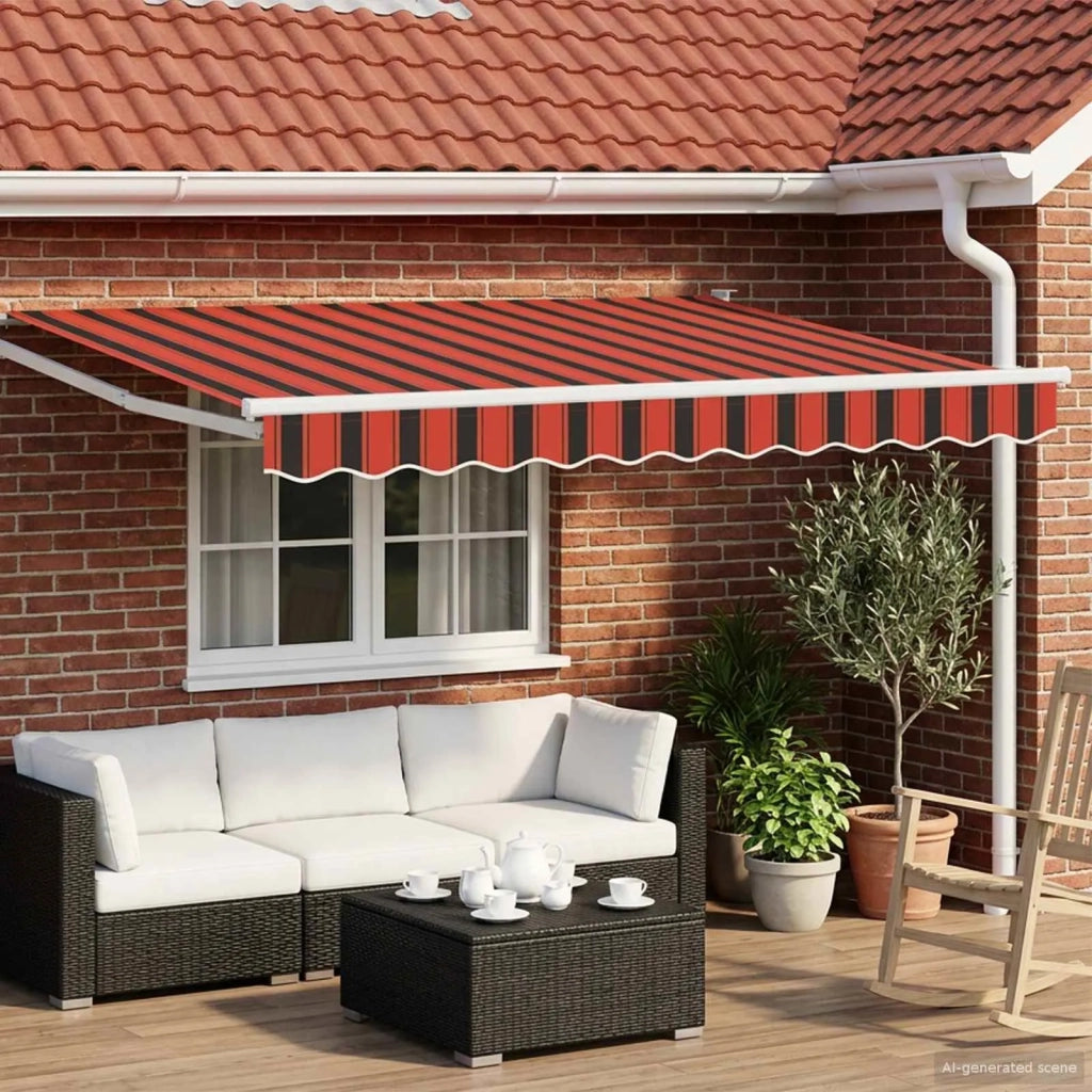 Tenda retrattile manuale con LED-Tenda parasole per balcone 3,5 x 2,5 m 474343