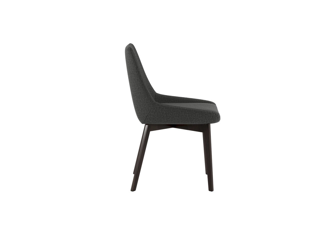 Sedia Vera da pranzo con seduta e schienale in tessuto grigio scuro e struttura in legno massello di noce - Design classico contemporaneo