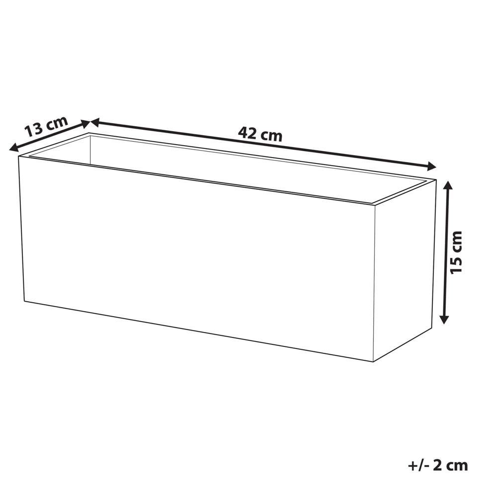 Vaso per piante in fibra di argilla bianca 15 x 42 x 13 cm per esterni interni per tutte le stagioni