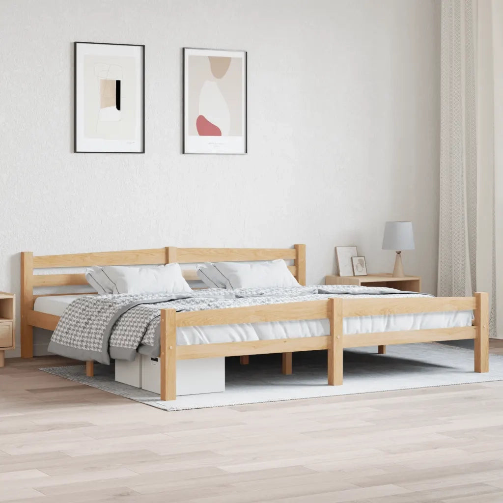 Letto matrimoniale | Letto per adulti | Giroletto senza Materasso 200x200 cm in Legno Massello Pino