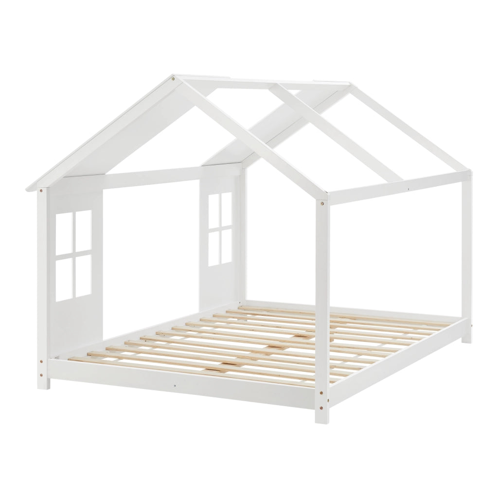 Letto Tostedt per Cameretta a Forma di Casetta Semiaperta 120 x 200 cm Bianco [en.casa]