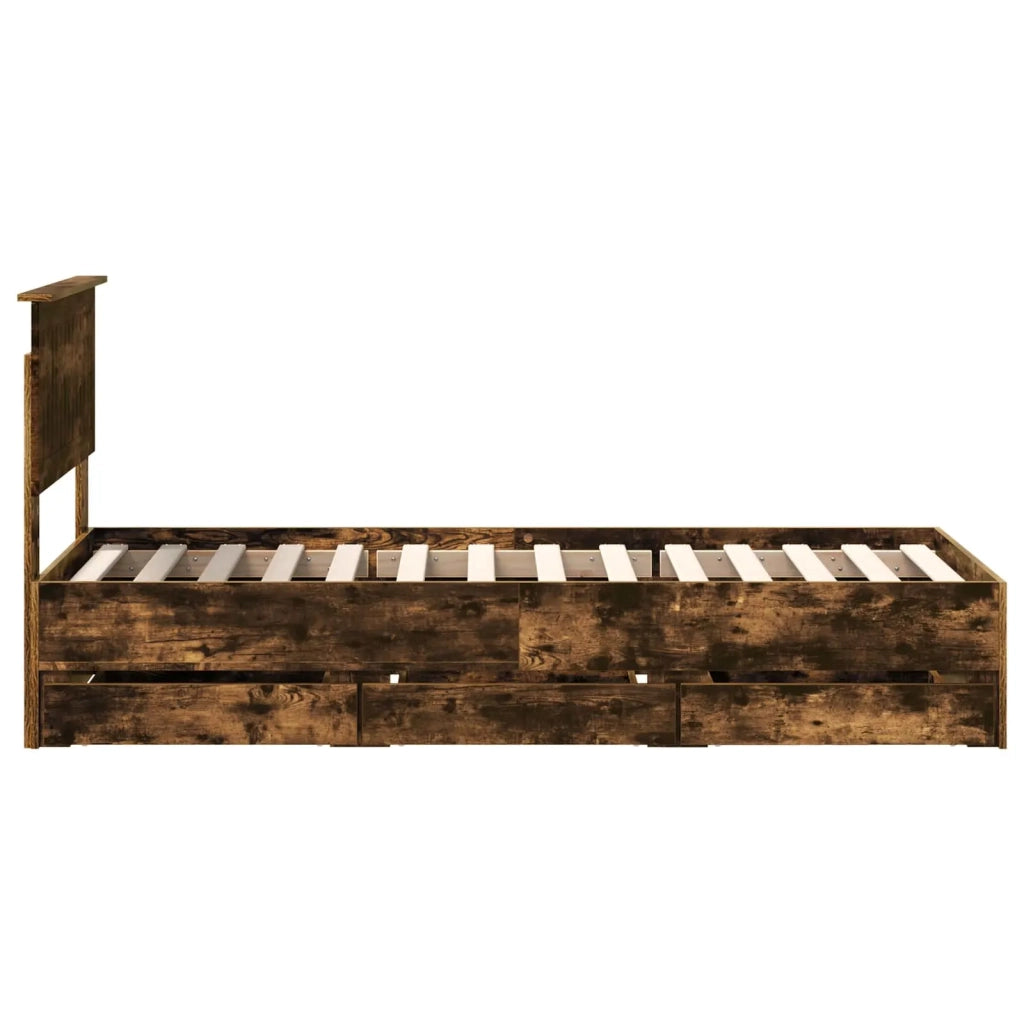 Struttura del letto con cassetto Rovere fumé 75 x 190 cm 3410760