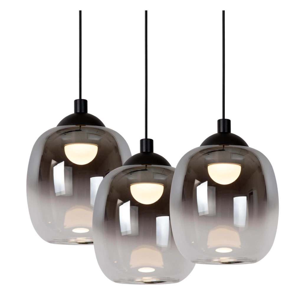 Lampada a sospensione TAMINO 5 luci LED vetro fumé nera