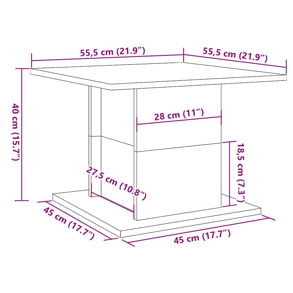 vidaXL Tavolino da Salotto Legno Antico 55,5x55,5x40 cm in Truciolato