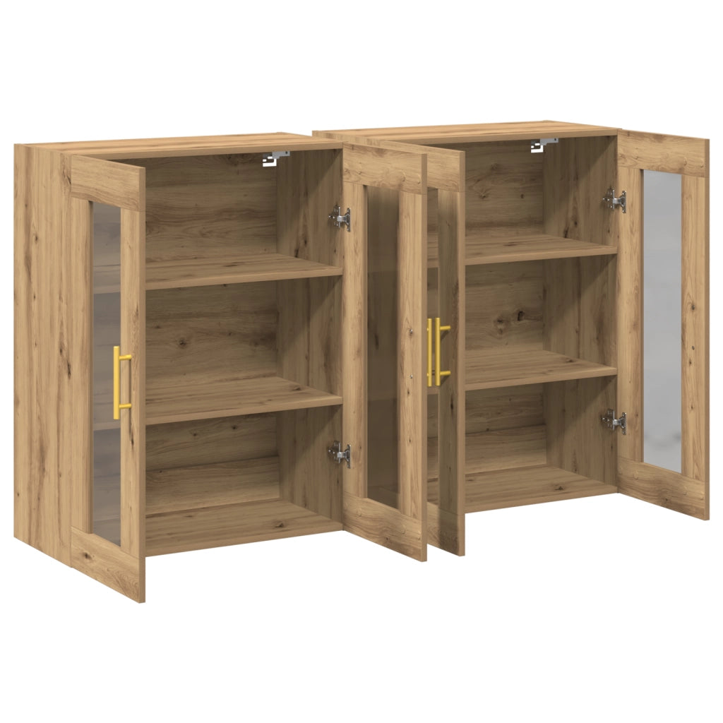 Armadi da muro 2 pz Quercia artigianale 69,5x34x90 cm Legno ingegnerizzato