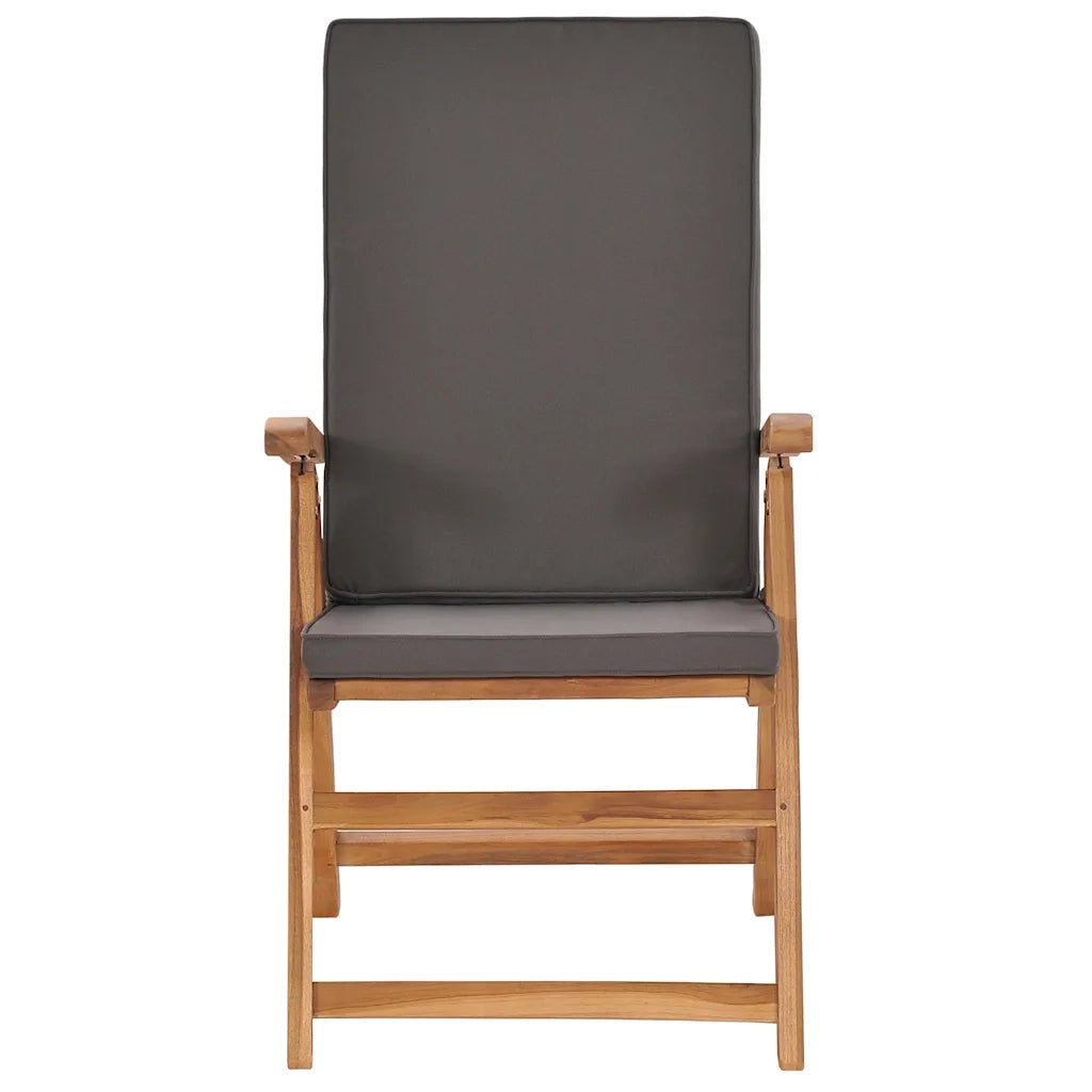 Sedie da Giardino con Cuscini 2 pz | Sedie da Esterno Legno di Teak Grigio
