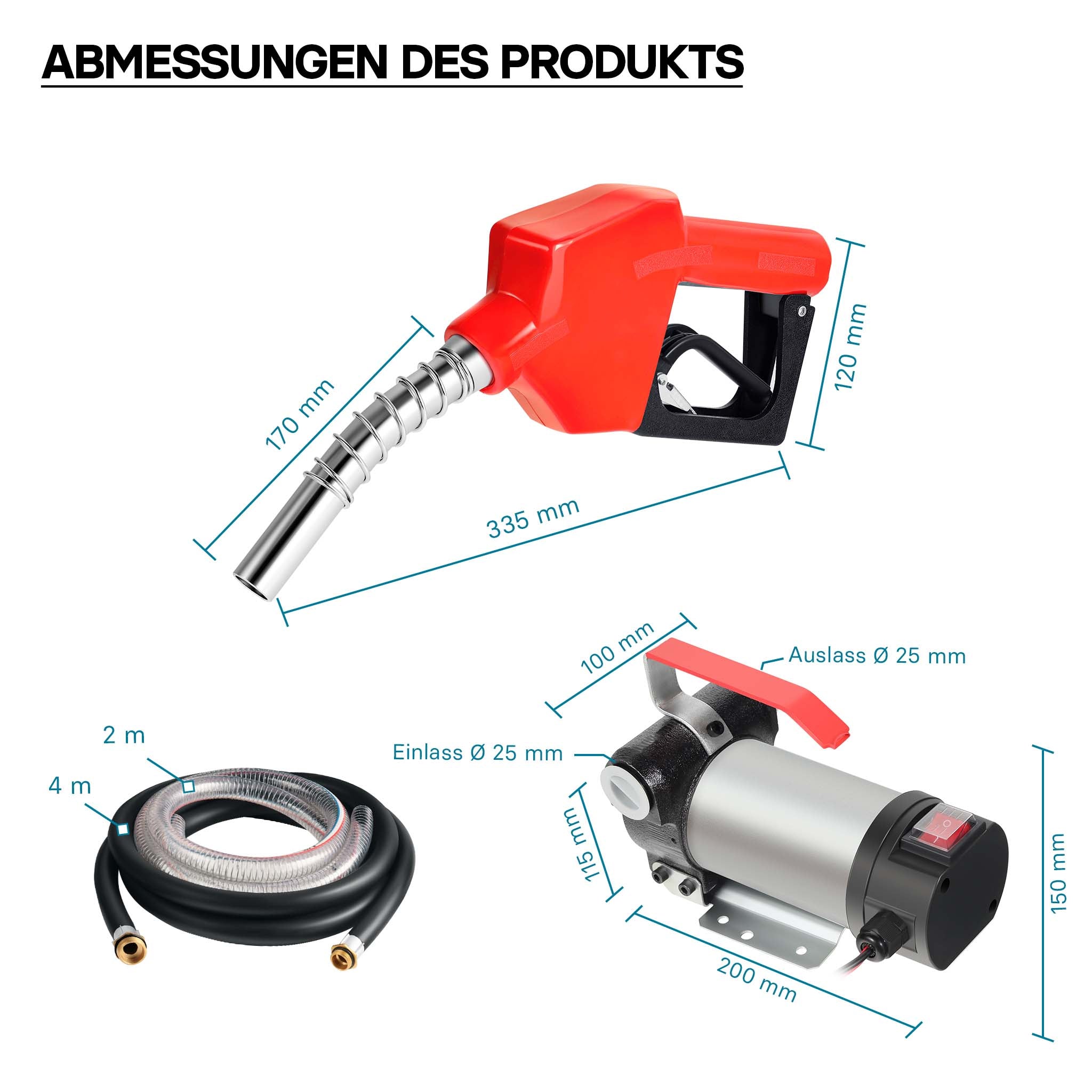 Pompa autoadescante per trasferimento diesel gasolio 12V/10W 40 l/min con pistola automatica