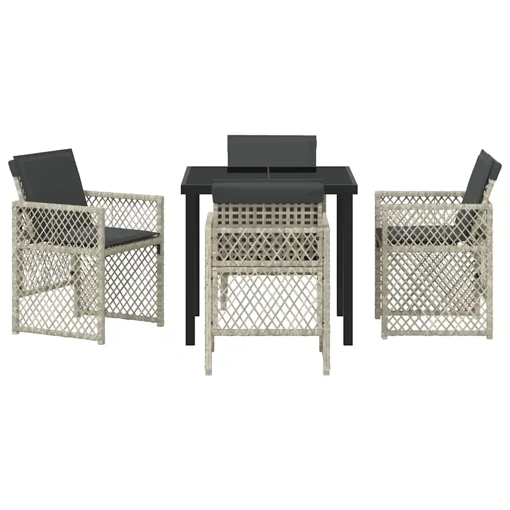 Set da Pranzo per Giardino 5 pcs Grigio chiaro polyrattan 3380637