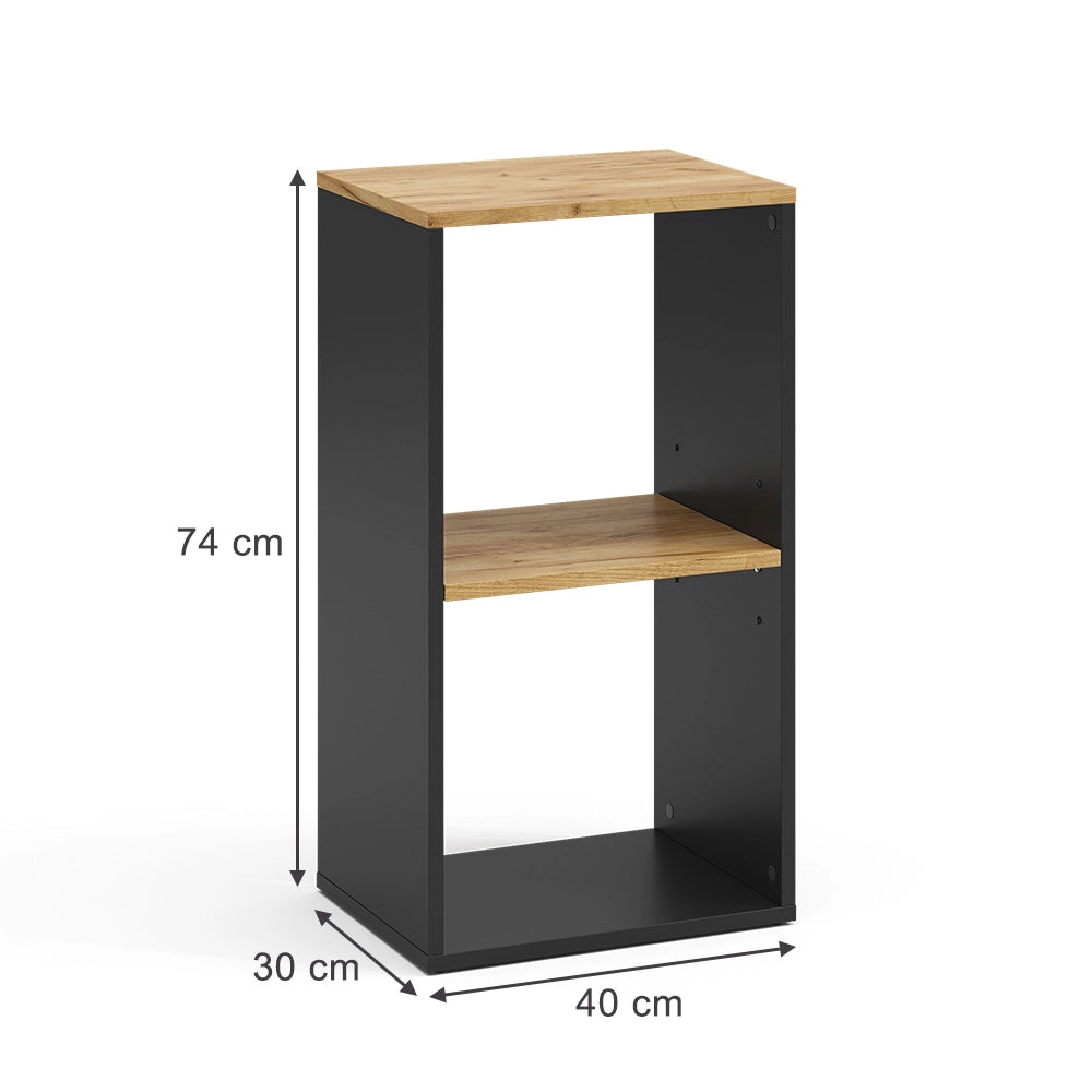 Vicco  Antracite/quercia dorata 40 x 74 cm con 2 scomparti aperti