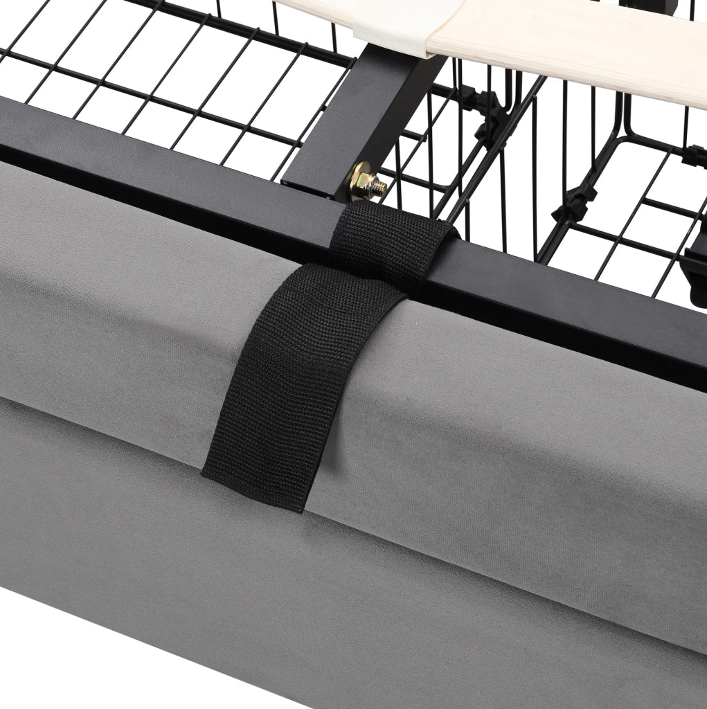 Letto imbottito contenitore in velluto con cassetti; 180x200 cm; grigio