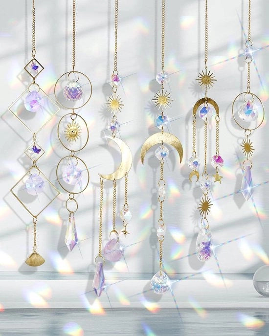 Decorazione - Sfere cristalline per finestre, gioco di vento da appendere, ornamenti per casa, giardino, festa, matrimonio - 6 pezzi