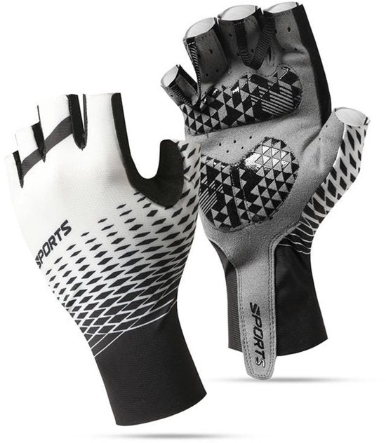 Guanti da bicicletta - L - lunghezza 19 cm - ampiezza palmo 9,5 cm - guanti mezza mano - impermeabili - guanti da uomo per estate antiscivolo mezza mano - outdoor - guanti fitness