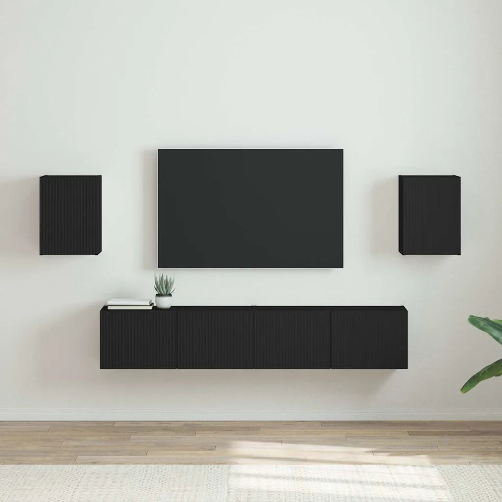 Mobile TV da parete 2 pz-Set di 2 Mobile TV a Muro-Credenza TV Nero 30 x 31 x 40 cm