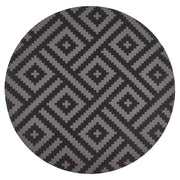 Tappeto rotondo per interni e per esterni con motivo geometrico ⌀ 120 cm nero e grigio stile moderno balcone patio
