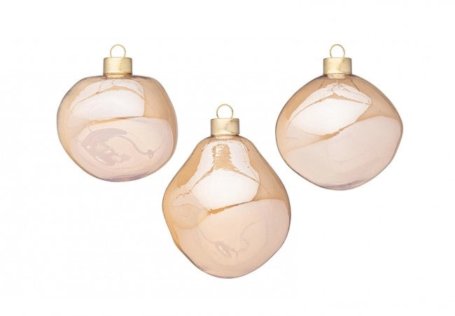 Confezione da 3 pendagli vetro Organic champagne D80 assortiti