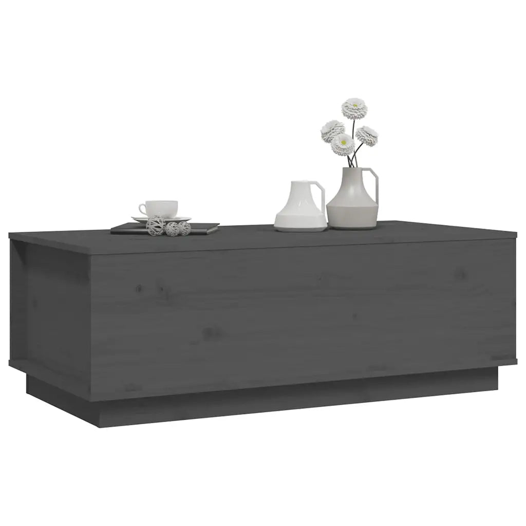 Tavolino da Salotto Grigio 100x50x35 cm Legno Massello di Pino 813422