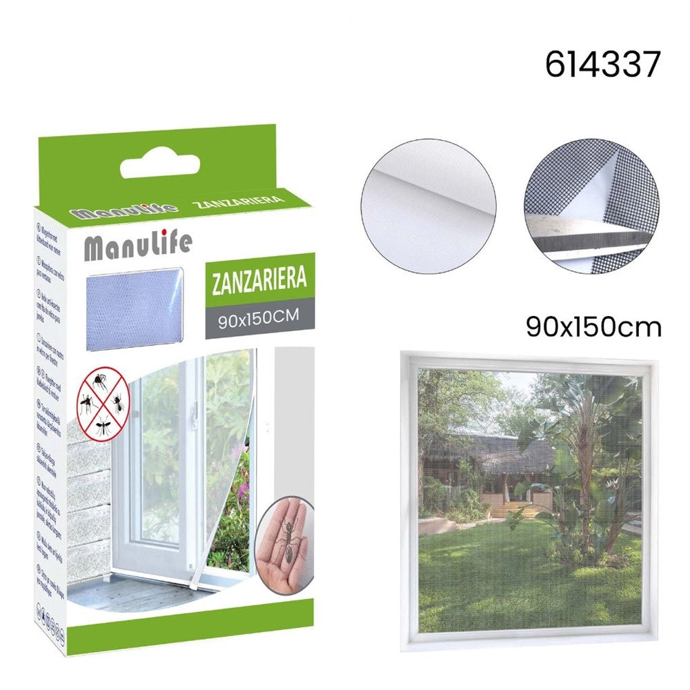 Trade Shop - Zanzariera Adesiva Velcro Per Finestra Bianca 90x150cm Protezione Dagli Insetti 614337 -