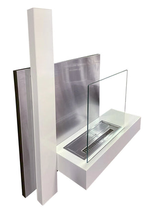 Camino a Bioetanolo da Parete 65x23x75 cm Vienna Bianco Lucido