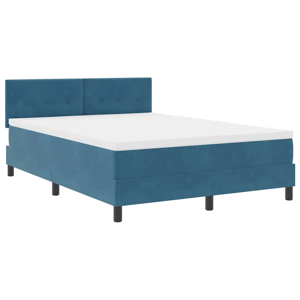 Letto a Sorgente LED con led Blu Scuro 160 x 200 cm Velluto