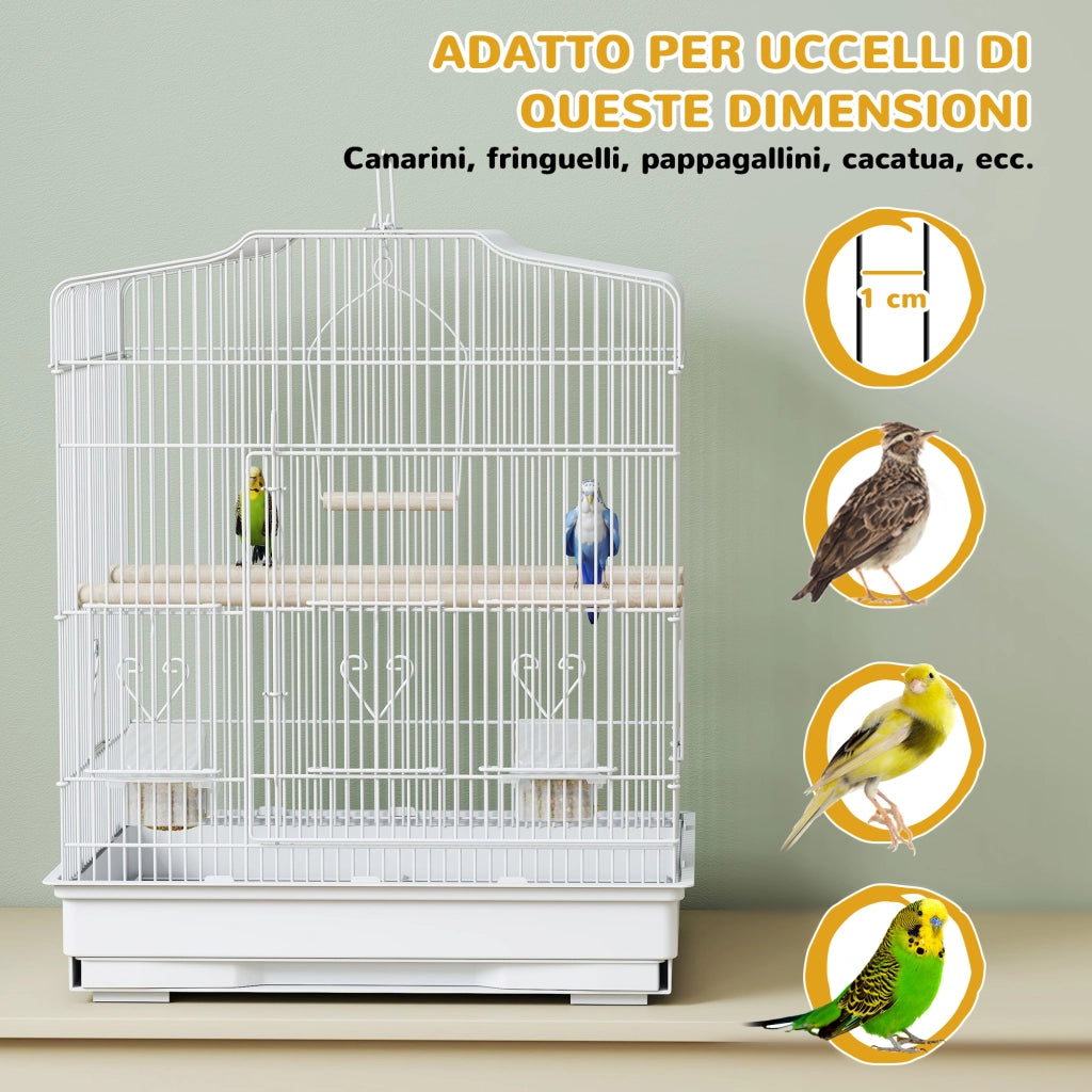 Gabbia per Uccelli ¨C Zephmum ¨C Bianco, Plastica, 5 Porte, Vassoio Estraibile