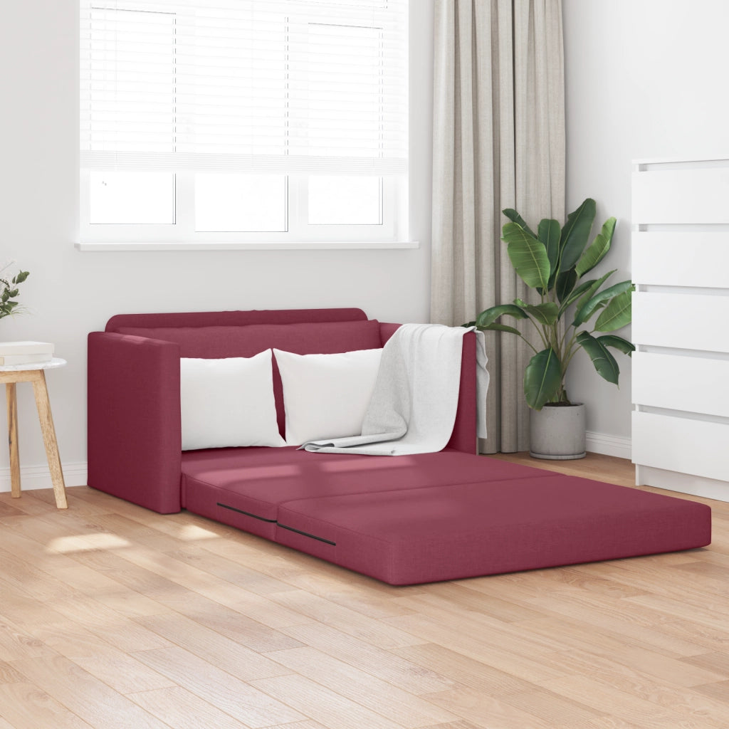 Divano letto piso 2 in 1 rosso vino 124x71x78 cm stoffa