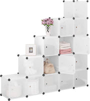 Cassa Scarpe 15 Scatole - Pannello DIY Bianco - Cassa Scarpe Modulare con Porte - Distributore di Camere Flessibile - Cassa Scarpe e Ripostiglio - Per Salone, Camera da Letto o Camera - 30x30x30 cm per Scatola