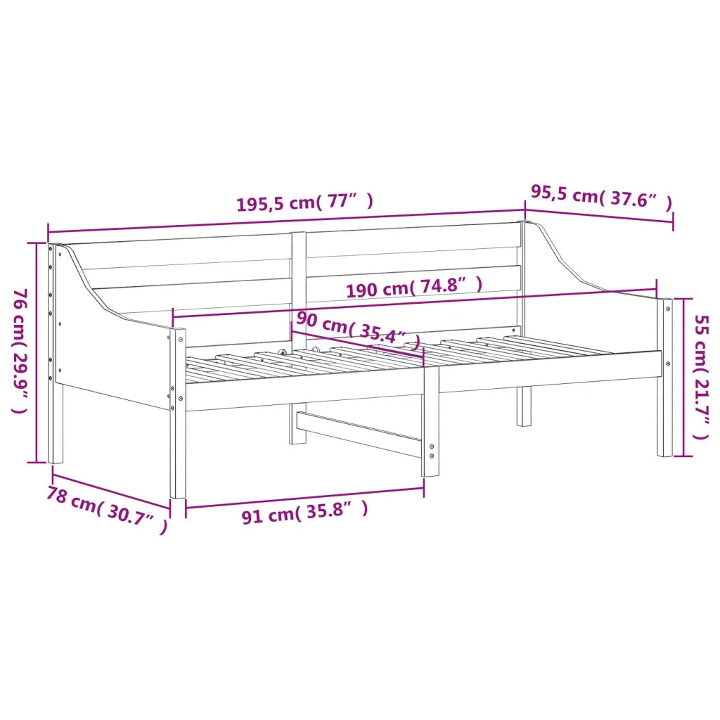 Letto singolo | Letto per adulti | Dormeuse senza Materasso Marrone Cera 90x190 cm Legno di Pino