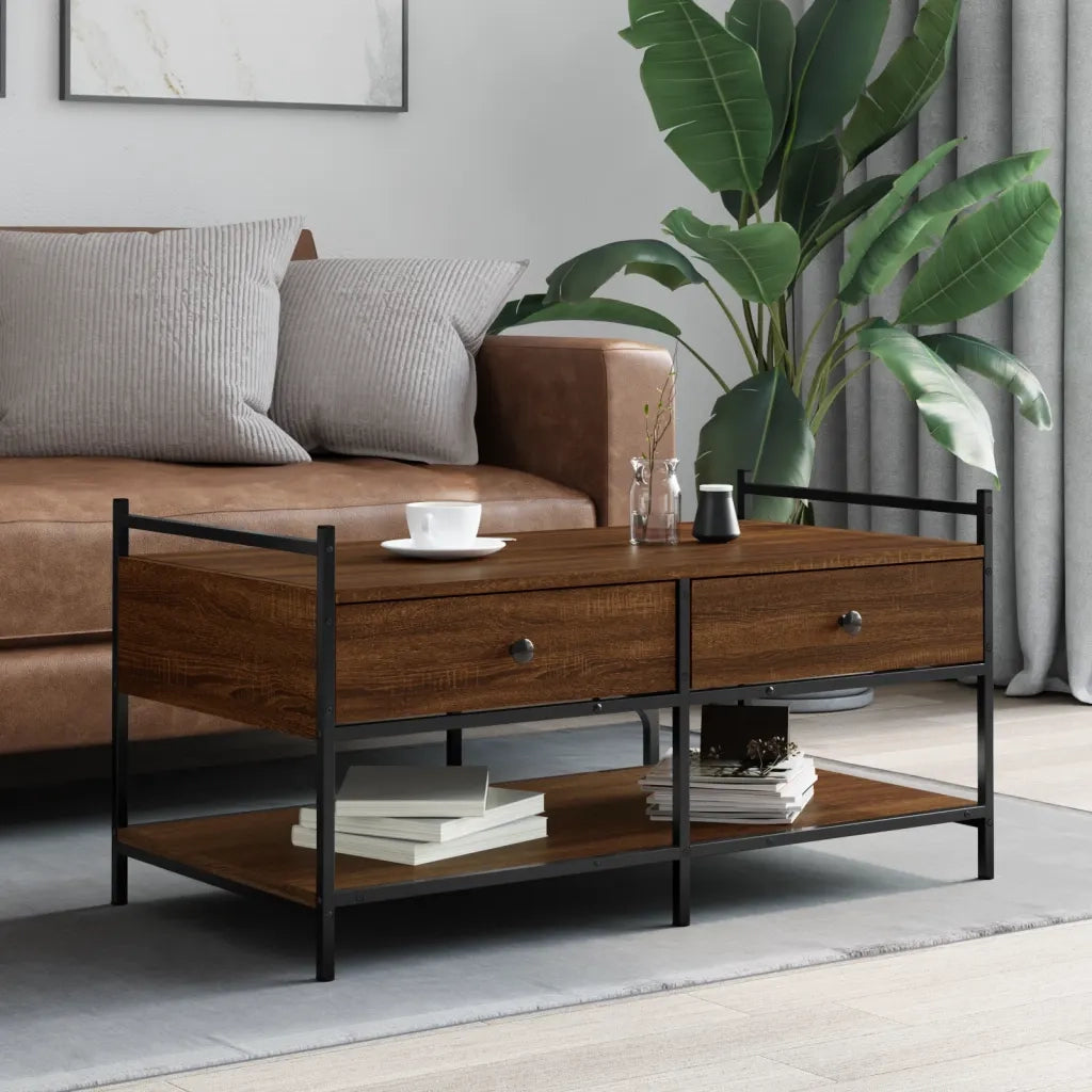 Tavolino da Salotto-Tavolino da soggiorno-Tavolo Rovere Marrone 99x50x50cm Legno Multistrato