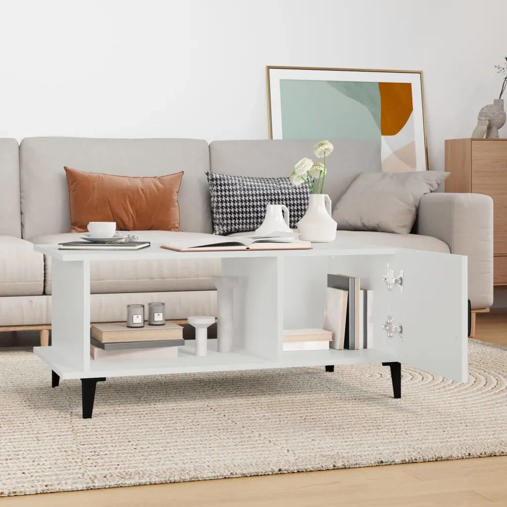 Tavolino da Salotto Bianco 90x50x40 cm in Legno Multistrato cod mxl 26147