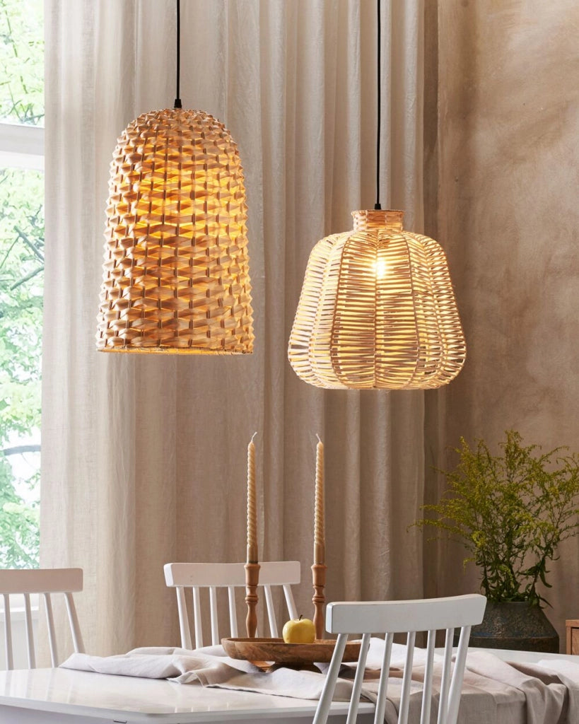 Lampada a sospensione in bambù intrecciata a mano in vimini lampadario naturale