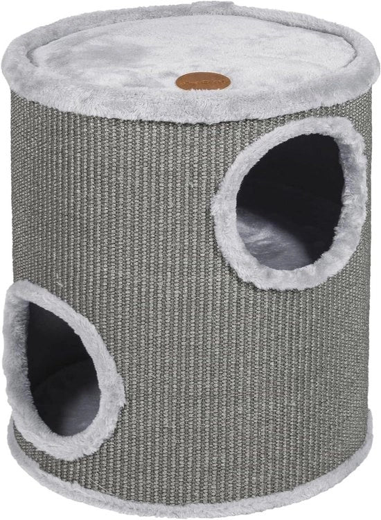 Barile da Gatto in Acciaio con Finitura Grigia - 36 x 50 cm - Posto da Gatto per Gatti Piccoli e Grandi