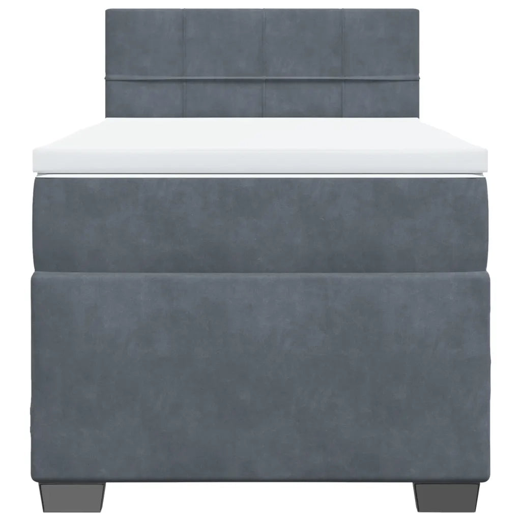 Giroletto a Molle con Materasso Grigio Scuro 90x200 cm Velluto