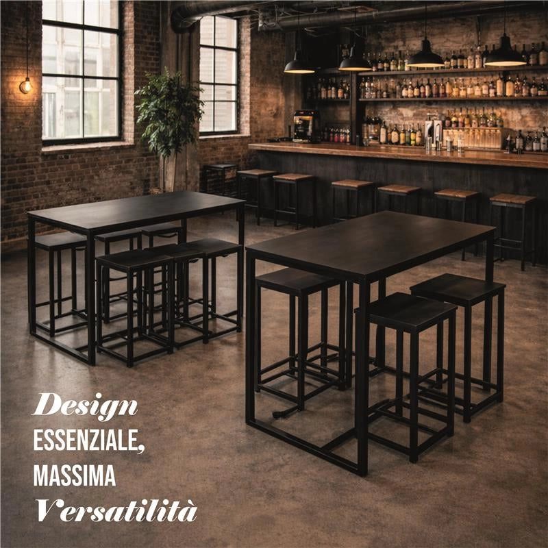 SET TAVOLO CON 4 SGABELI IN LEGNO100X60X87 CM NERO