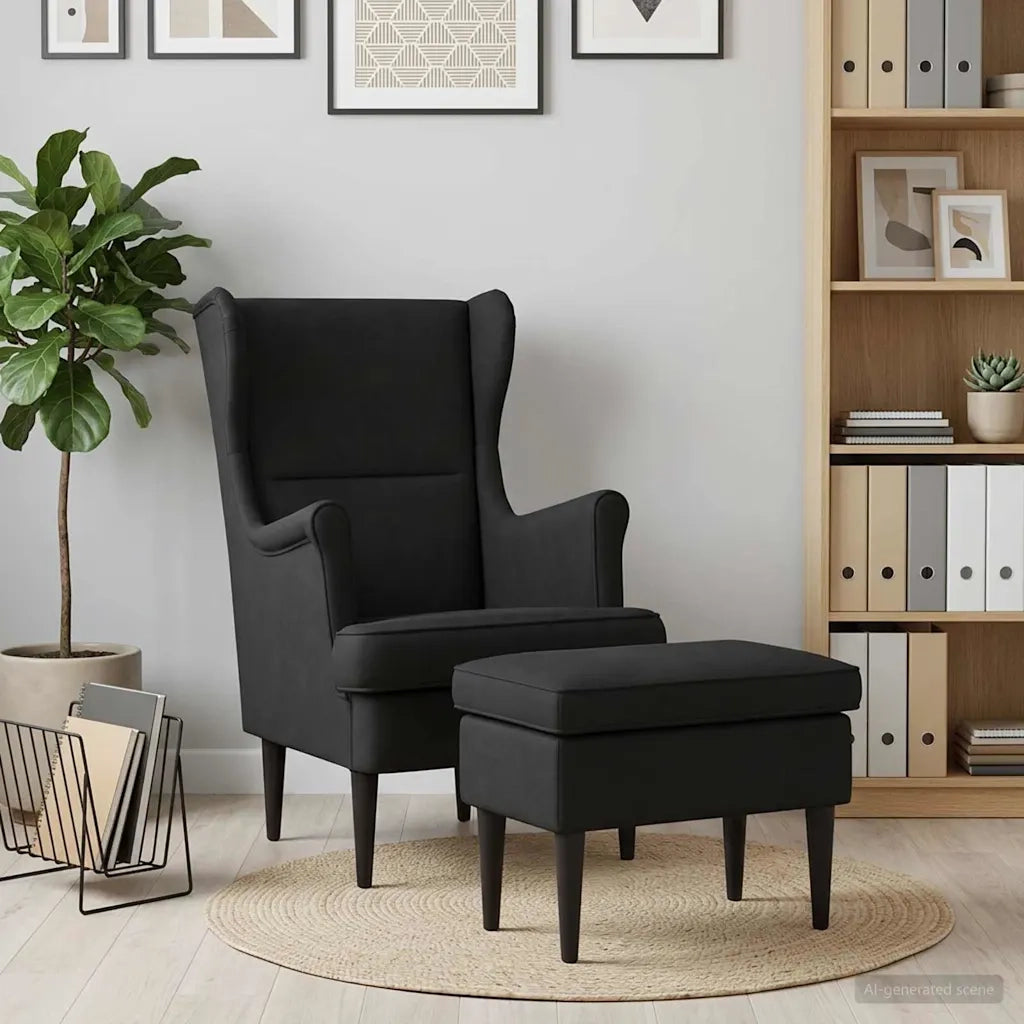 Poltrona con Ottomano 2 pz Nero Velluto 3418819