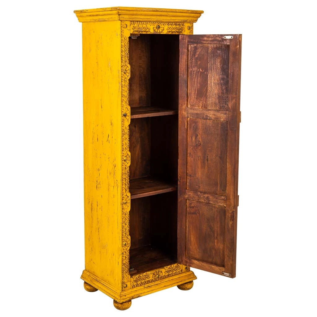 Armadio in legno fatto a mano giallo 53x40x149h