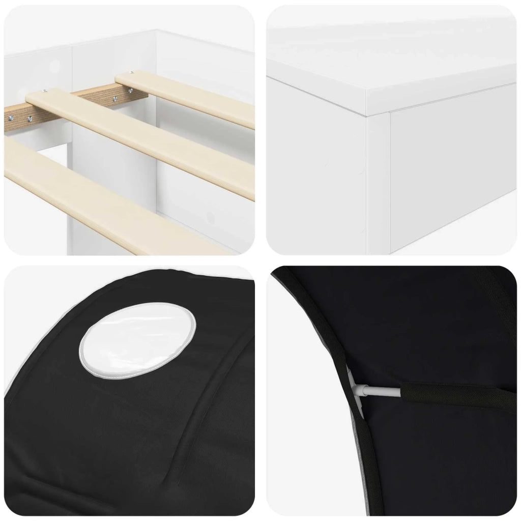 Letto con Tunnel 4 pcs Bianco e Nero Legno ingegnerizzato 3423670