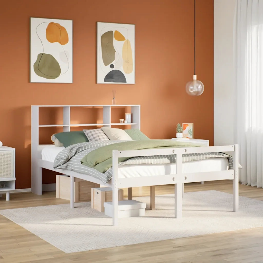 vidaXL Letto Libreria senza Materasso Bianco 140x190 cm Legno di Pino