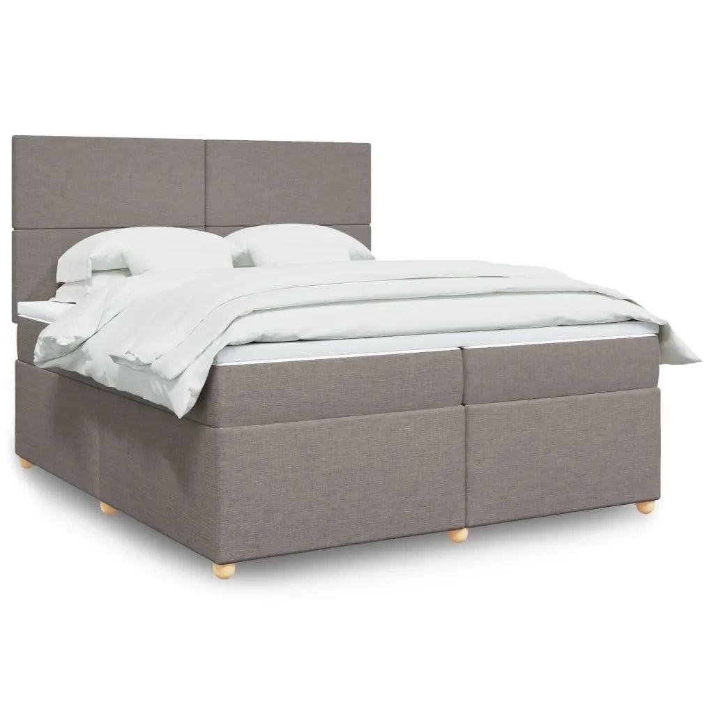 vidaXL Giroletto a Molle con Materasso Tortora 200x200 cm in Tessuto