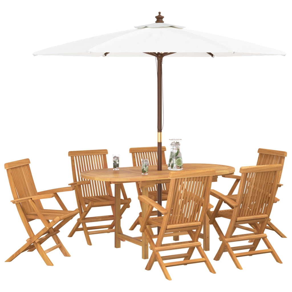 Set da Pranzo da Giardino 7 Pezzi in Legno Massello di Teak